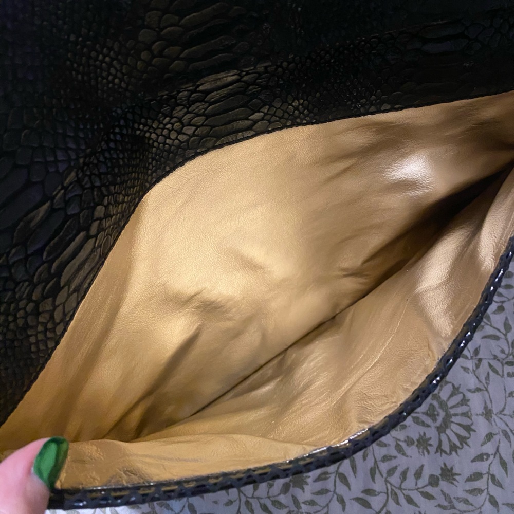 Michael Kors Black Snakeskin Textured Clutch - Picture 4 of 5